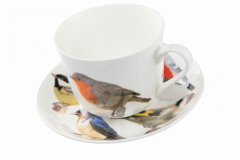 Duża filiżanka porcelanowa angielska jumbo ptaki