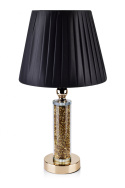Elegancka lampa złoto czarna Chantal klosz z tkaniny