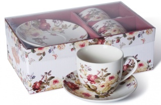 Komplet dwóch filiżanek marki Livello róża angielska