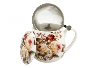 Kubek porcelanowy z zaparzaczem baryłka Zahra kwiaty