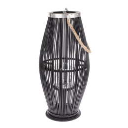 Modny lampion lampka bambusowa czarna latarnia do ogrodu domu