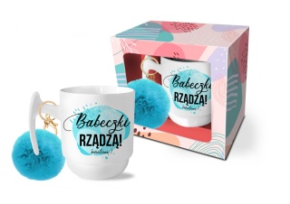 Porcelanowy kubek matowy z pomponem Babeczki rządzą turkus