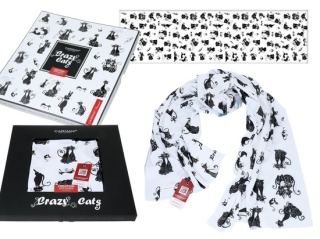 Szal Koci świat Carmani chusta ozdobna na szyję Crazy Cats