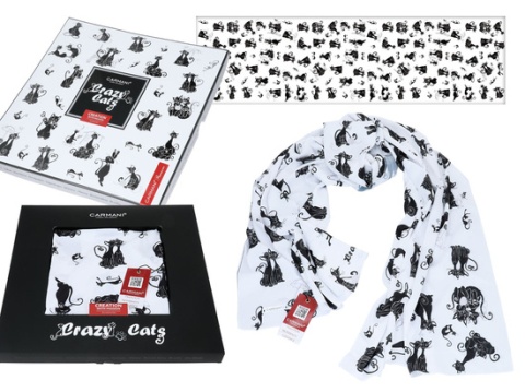 Szal Koci świat Carmani chusta ozdobna na szyję Crazy Cats
