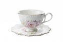 6 filiżanek ze spodkami z porcelany do herbaty w kwiaty