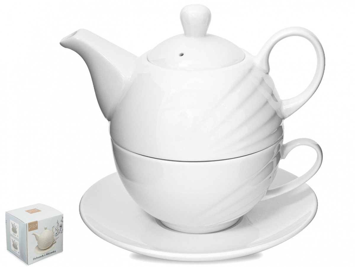 Biały komplet do parzenia herbaty tea for one Bella Fiore fale