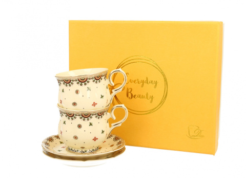 Dwie filiżanki ze spodkami espresso Casablanca na prezent