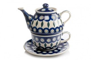 Filiżanka z dzbankiem ceramiki Bolesławiec tea for one