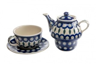 Filiżanka z dzbankiem ceramiki Bolesławiec tea for one