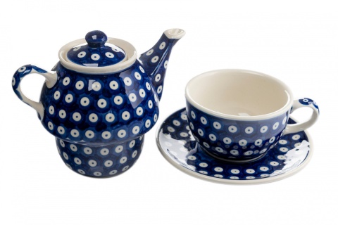 Filiżanka z dzbankiem ceramika Bolesławiec tea for one