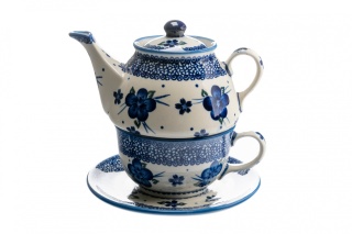 Filiżanka z dzbankiem ceramiki Bolesławiec tea for one
