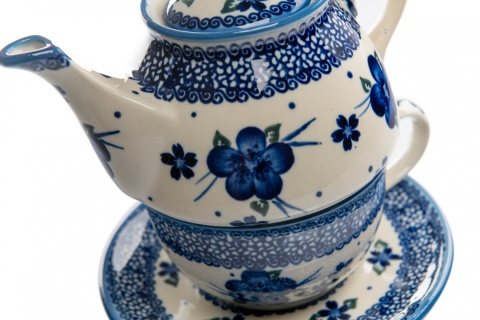 Filiżanka z dzbankiem ceramiki Bolesławiec tea for one