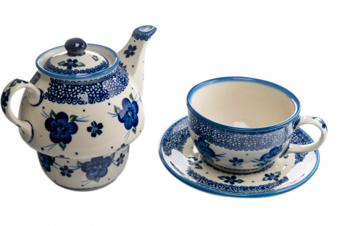 Filiżanka z dzbankiem ceramiki Bolesławiec tea for one