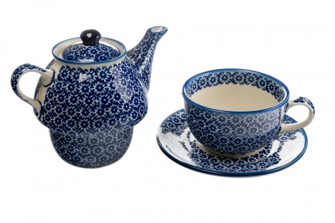Filiżanka z dzbankiem ceramiki Bolesławiec tea for one