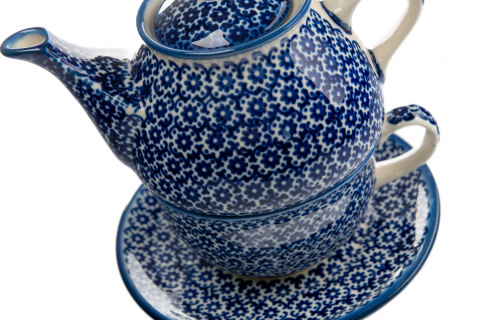 Filiżanka z dzbankiem ceramiki Bolesławiec tea for one