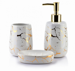 Komplet łazienkowy ceramiczny Cristie Gold 3 el. glamour