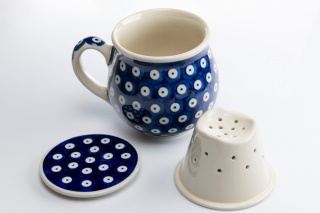 Kubek Bolesławiec klasyczny z sitkiem zaparzacz