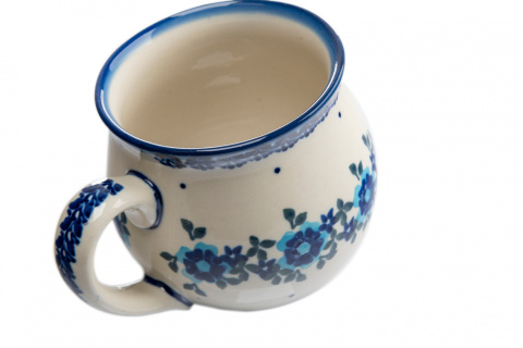 Kubek z ceramiki Bolesławiec oryginalny kwiatowy wzór