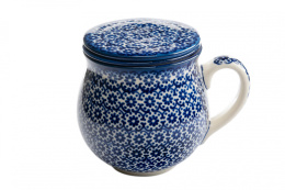 Kubek z sitkiem z ceramiki Bolesławiec marokański