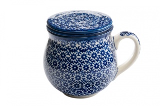 Kubek z sitkiem z ceramiki Bolesławiec marokański