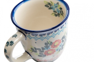 Kubek z ceramiki Bolesławieckiej oryginalny artystyczny wzór