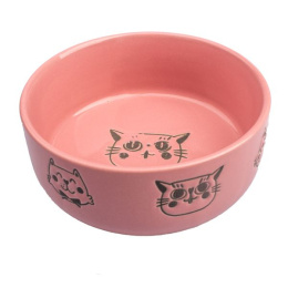 Miska ceramiczna różowa w szare kotki miseczka 320 ml