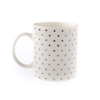 Porcelanowy kubek biały w srebrne gwiazdki na urodziny