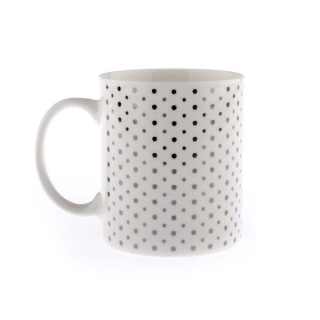 Porcelanowy kubek biały w srebrne kropki na urodziny