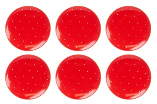 6 talerz deserowych groszki Mieroszów czerwone