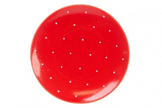 6 talerz deserowych groszki Mieroszów czerwone