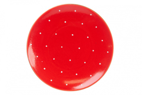 6 talerz deserowych groszki Mieroszów czerwone