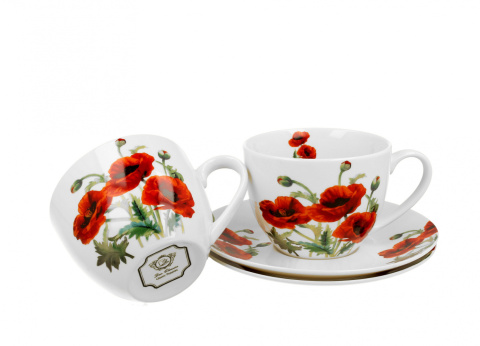 Komplet 2 filiżanek ze spodkami Poppies urodziny maki