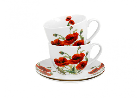 Komplet 2 filiżanek ze spodkami Poppies urodziny maki