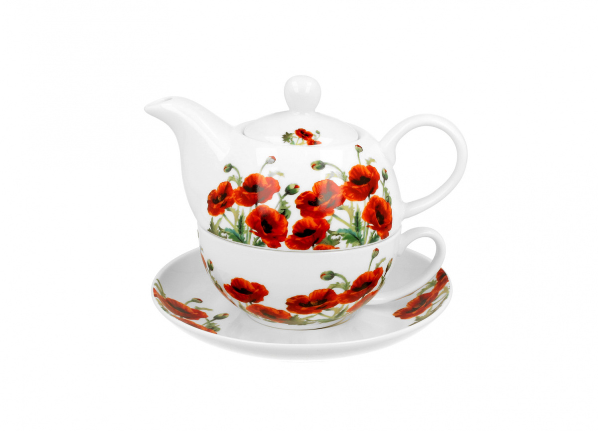 Komplet filiżanki z imbryczkiem tea for one Poppies maki