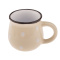 Ceramiczny kubek beczułka espresso kremowy w białe kropki