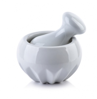 Porcelanowy moździerz do ziół przypraw szary ręczny