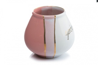 Tykwa do yerba mate w kolorze różowo białym