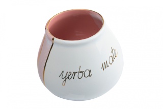 Tykwa do yerba mate w kolorze różowo białym
