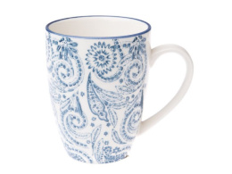 Ceramiczny kubek ornament biały niebieski prezent
