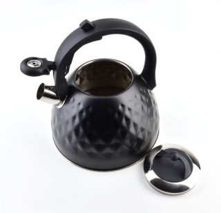 Czajnik metalowy czarny mat 3 litry Cookini Diamond gwizdek