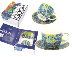 Filiżanka ze spodkiem espresso irysy prezent do kawy Carmani