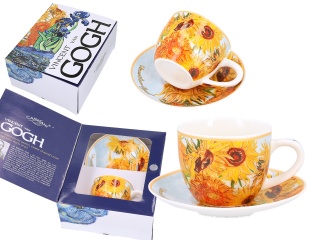 Filiżanka ze spodkiem espresso słoneczniki Van Gogh Carmani