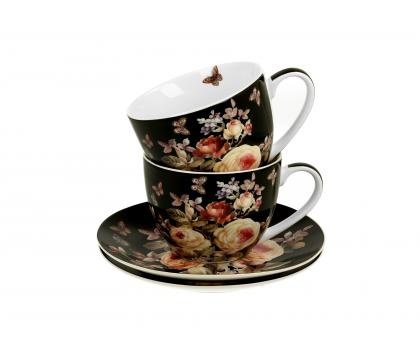 Komplet 2 filiżanek ze spodkami Warda róże na prezent