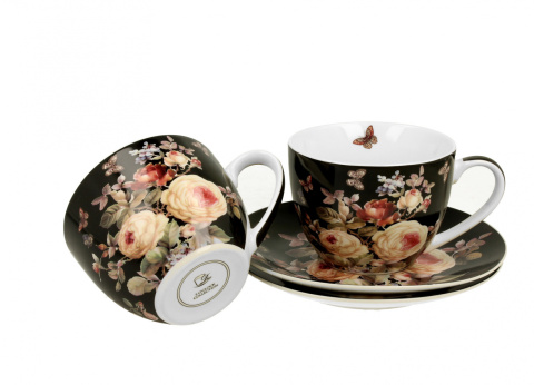 Komplet 2 filiżanek ze spodkami Warda róże na prezent