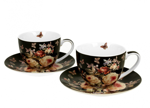 Komplet 2 filiżanek ze spodkami Warda róże na prezent