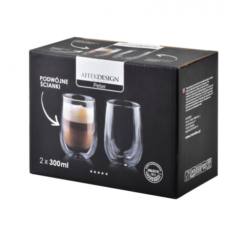 Komplet 2 kubków szklanek termicznych Peter 300 ml urodziny