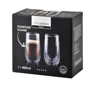 Komplet 2 kubków szklanek termicznych Peter 400 ml prezent