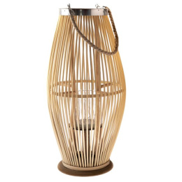Nowoczesny lampion lampka bambusowa beżowa latarnia do ogrodu