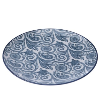 Talerz deserowy porcelanowy ornament biało niebieski