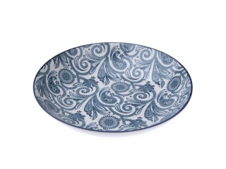 Talerz obiadowy głęboki porcelanowy ornament niebieski